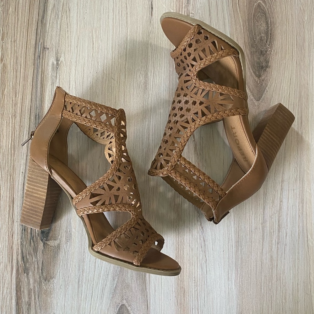 Peep toe cut out heels by Report